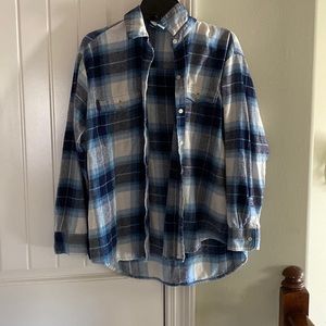 Blue oversized boyfriend flannel